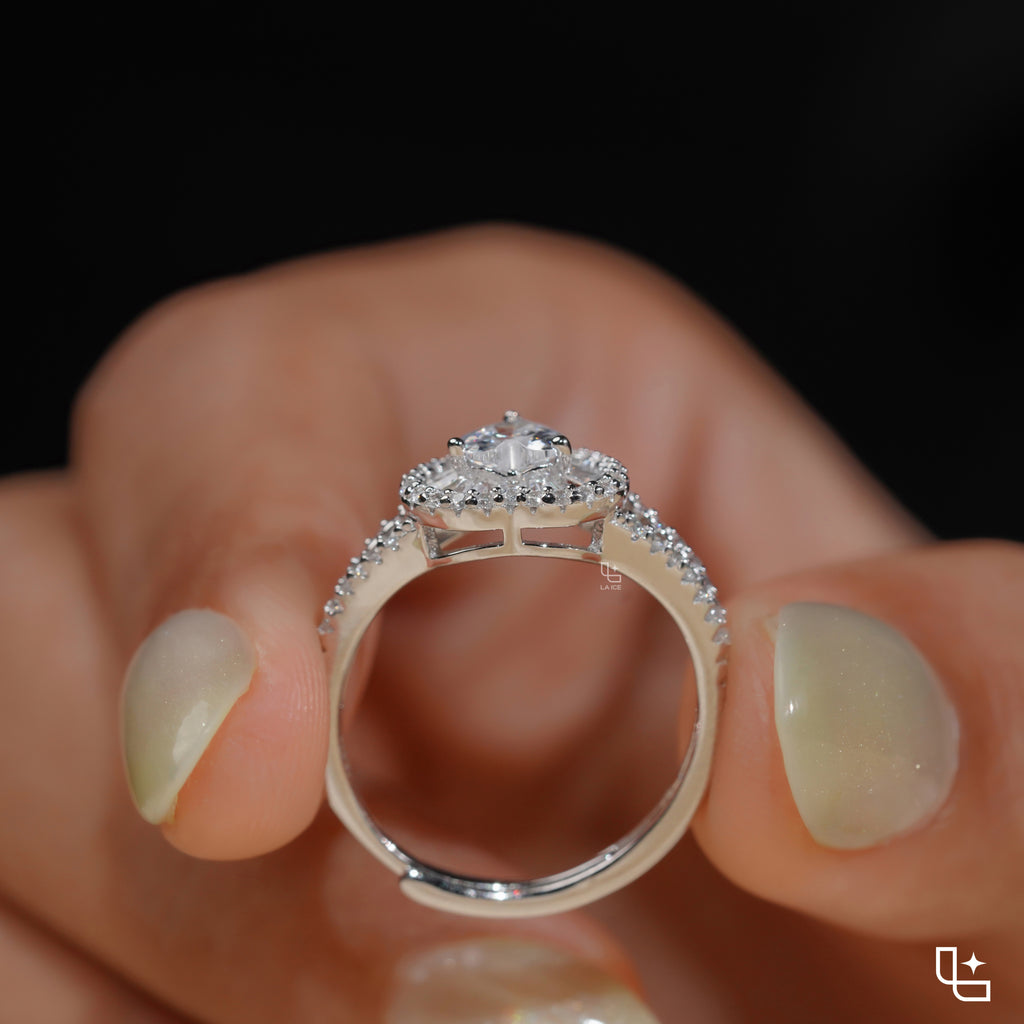 Heart Cut Halo Ring with Double Halo and Split Pavé Band – 2.00 CT Total Diamond Weight