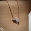 Two Stone Pear and Oval Pendant Necklace, Asymmetrical Minimalist Necklace