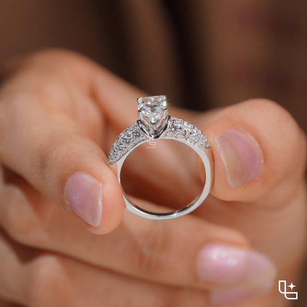 Radiant Cut Engagement Ring with Sparkling Pavé Band