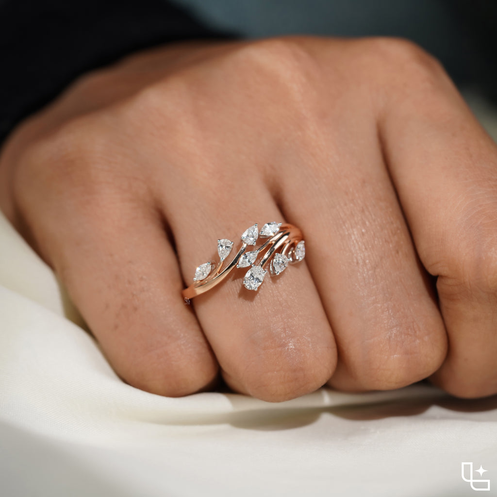 Multi-Shape Diamond Bypass Ring with Curved Bands and Mixed-Cut Stones – 2.00 CT Total Diamond Weight, 4.00 g Metal Weight