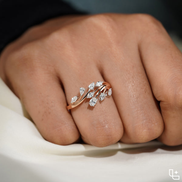 Multi-Shape Diamond Bypass Ring with Curved Bands and Mixed-Cut Stones – 2.00 CT Total Diamond Weight, 4.00 g Metal Weight