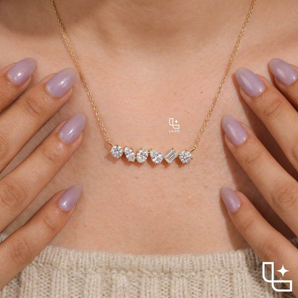 Multi-Shape Diamond Necklace with Mixed-Cut Stones, 1.50 CT Total Weight