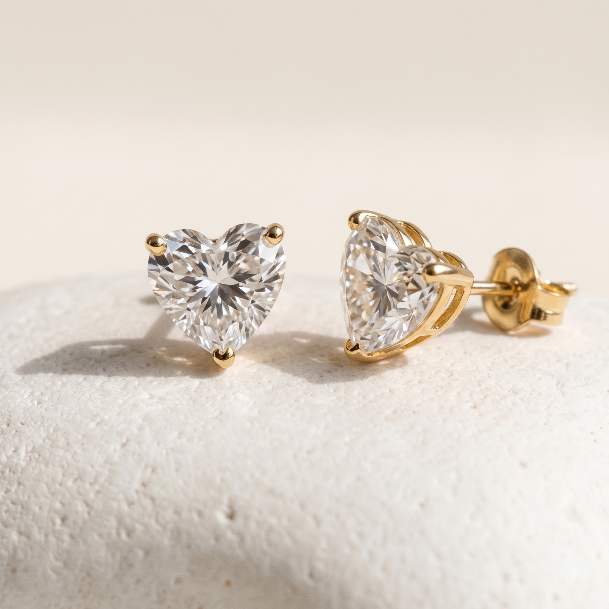 Heart Shaped Diamond Stud Earrings, Elegant Heart Cut Solitaire Earrings, Timeless Gift for Her Secondary image