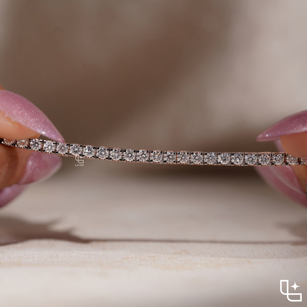 Emerald Cut Tennis Bracelet with Classic Diamond Links, 10 CT Diamond Weight, 14 g Metal Weight