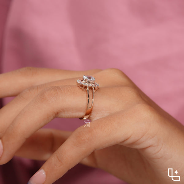 Round Cut Halo Engagement Ring with Sparkling Accent Stones