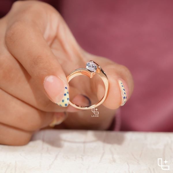 Marquise Cut Solitaire Engagement Ring with Modern Bypass Band Design