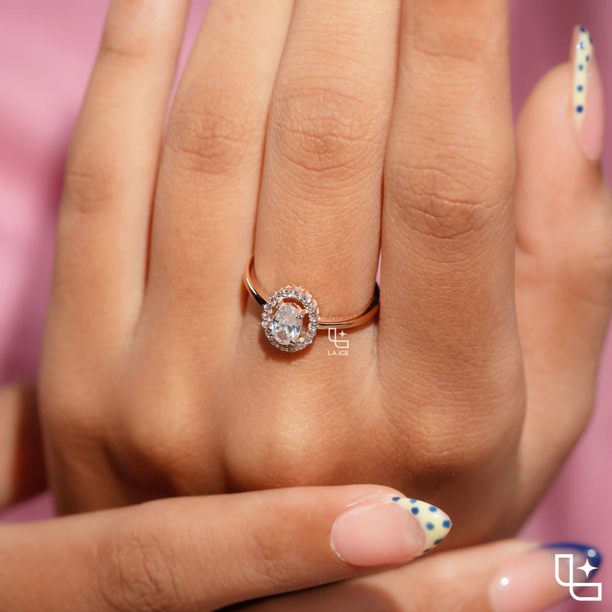Oval Cut Halo Engagement Ring with Sparkling Accent Stones