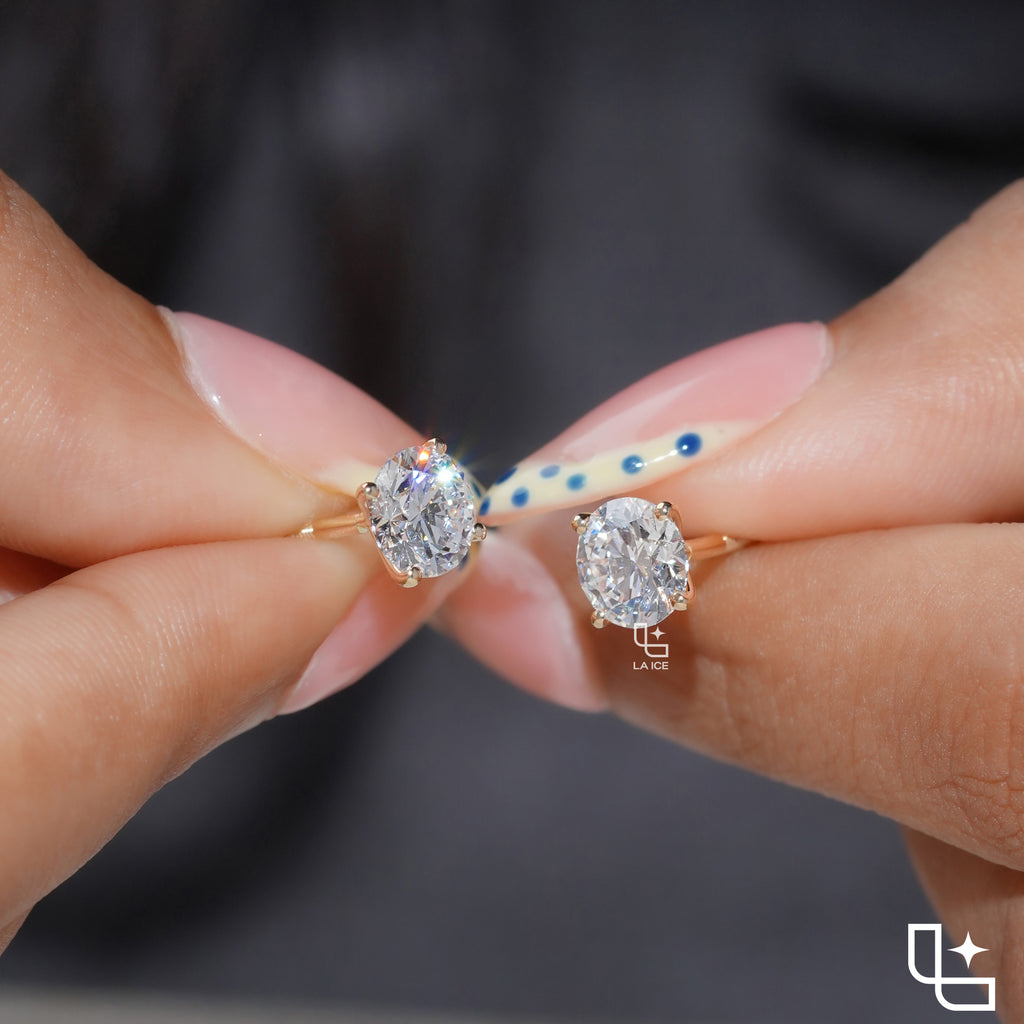 Round Cut Solitaire Stud Earrings with Classic Four Prong Setting, 1.00 CT Total Diamond Weight