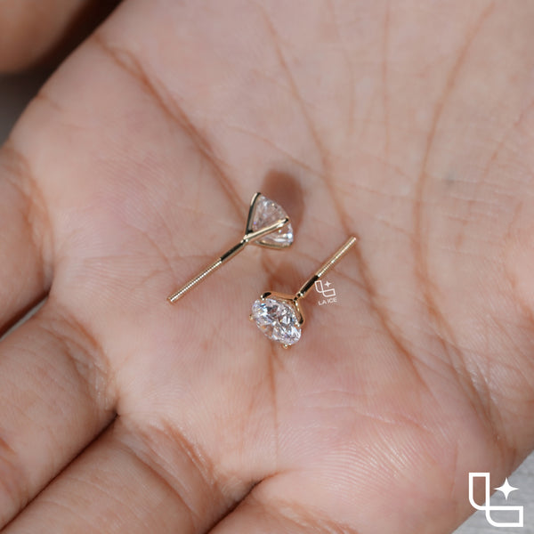 Round Cut Solitaire Stud Earrings with Classic Four Prong Setting, 1.00 CT Total Diamond Weight