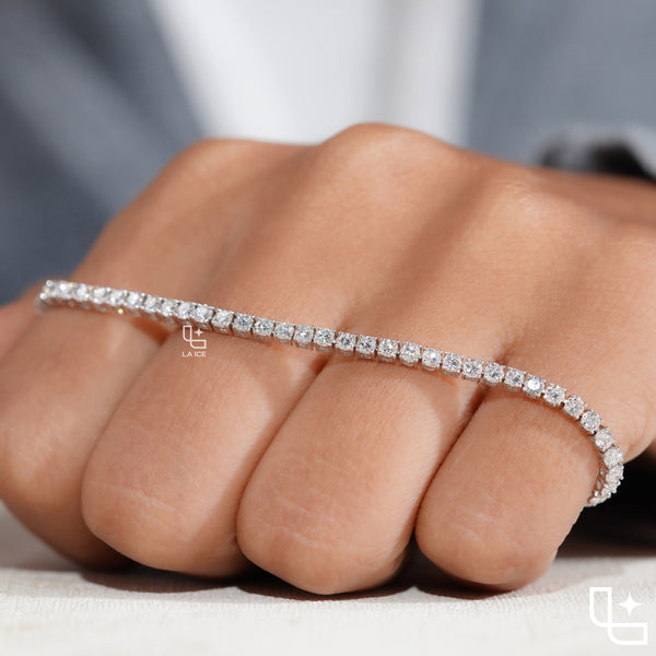 Round Cut Tennis Bracelet with Classic Link Design, 3 CT Diamonds, 5 g Metal