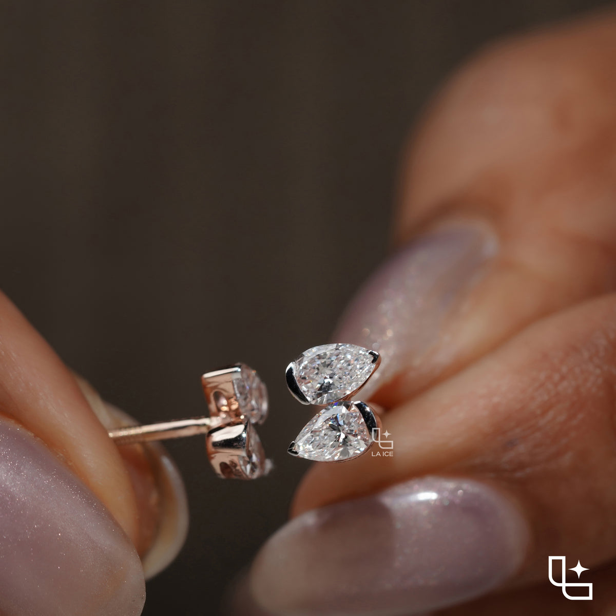 Marquise Cut Stud Earrings with Double Stone Petal Design, 1.50 CT Total Diamond Weight