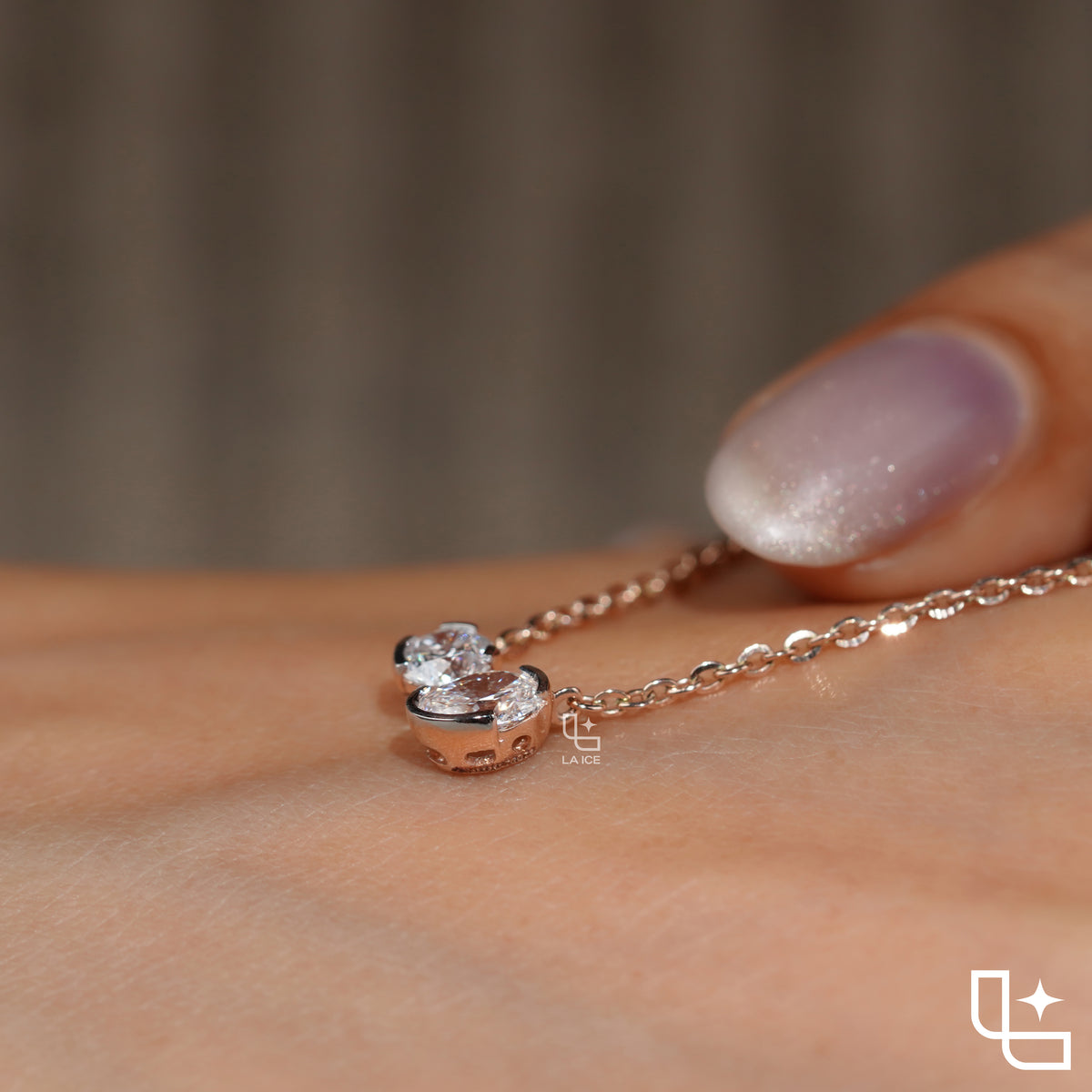 Round & Oval Diamond Pendant Necklace – Rose Gold Diamond Necklace | Modern Two-Stone Diamond Pendant for Women