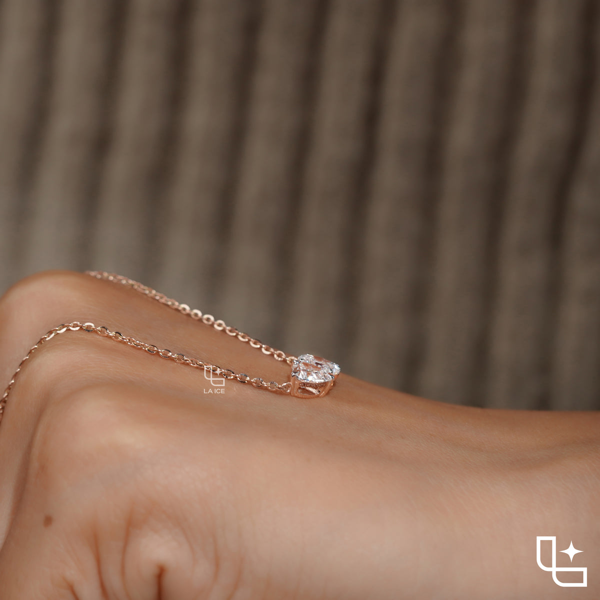 Heart & Oval Diamond Pendant Necklace – Rose Gold Diamond Necklace | Romantic Two-Stone Diamond Pendant for Women