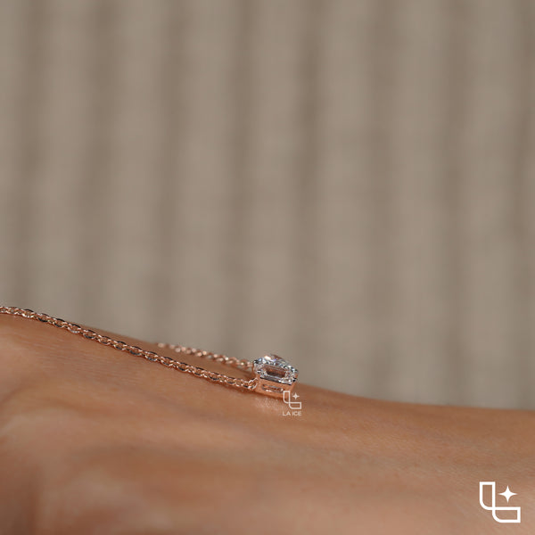Emerald & Heart Diamond Pendant Necklace – Rose Gold Diamond Necklace | Romantic Two-Stone Diamond Pendant for Women