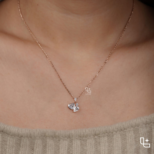 Heart & Pear Diamond Pendant Necklace – Rose Gold Diamond Necklace | Romantic Multi-Stone Diamond Pendant for Women