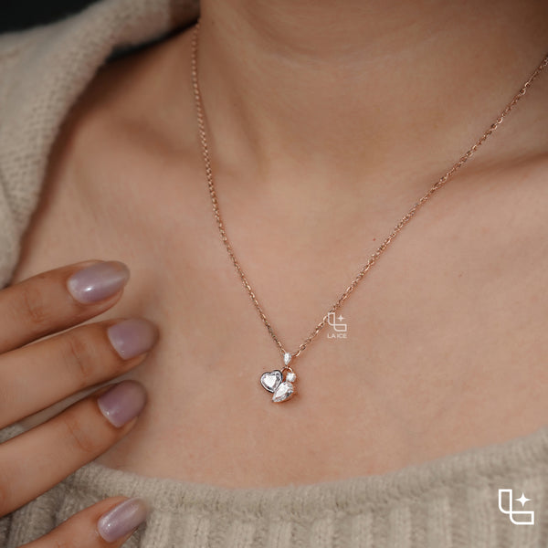 Heart & Pear Diamond Pendant Necklace – Rose Gold Diamond Necklace | Romantic Multi-Stone Diamond Pendant for Women