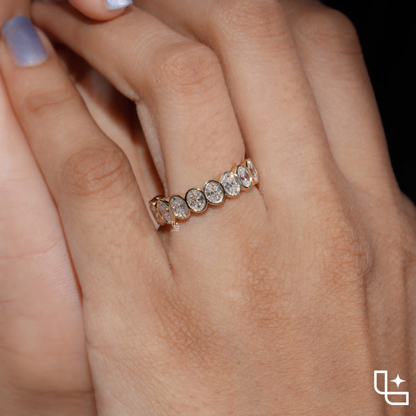 Oval Bezel Set Eternity Band Ring with Continuous Oval Stones