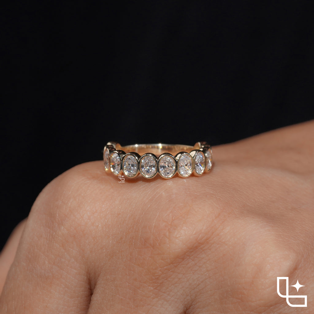 Oval Bezel Set Eternity Band Ring with Continuous Oval Stones