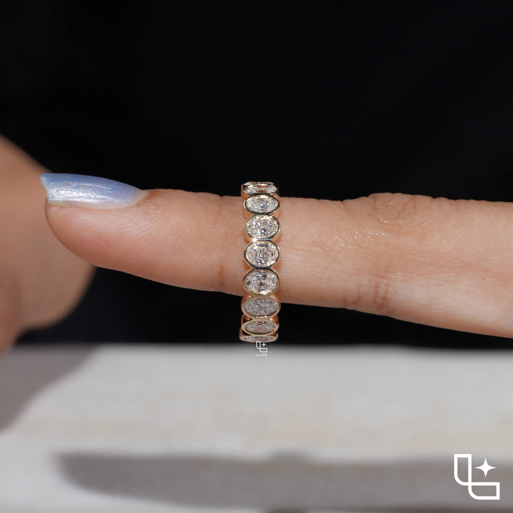 Oval Bezel Set Eternity Band Ring with Continuous Oval Stones