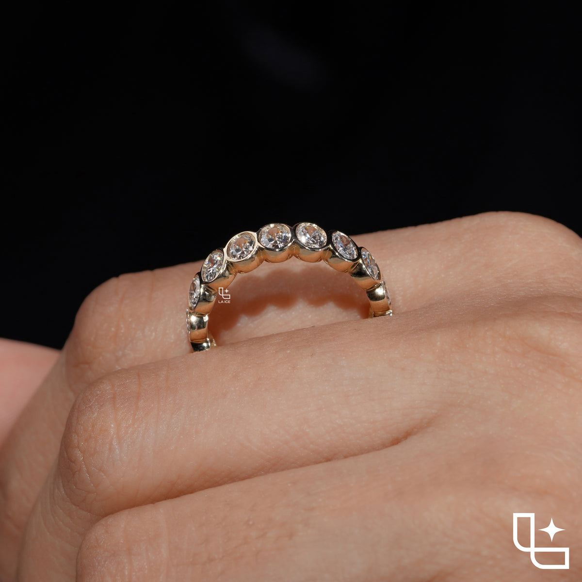 Oval Bezel Set Eternity Band Ring with Continuous Oval Stones