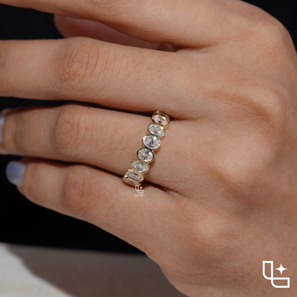 Oval Bezel Set Eternity Band Ring with Continuous Oval Stones