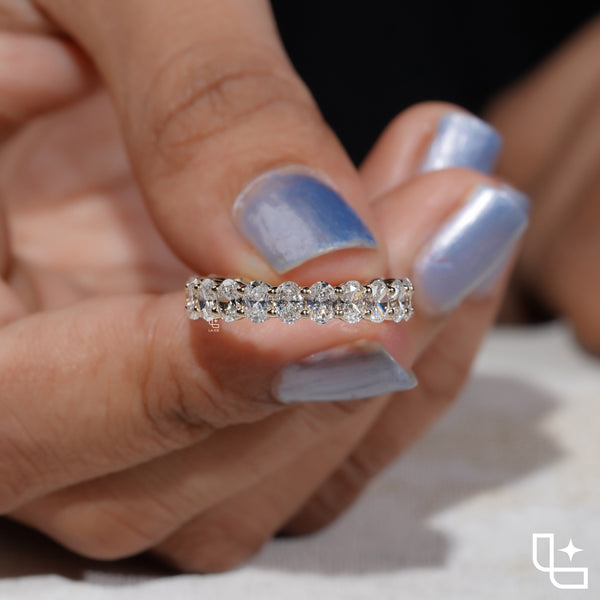Oval Cut Eternity Band Ring with Continuous Stone Design