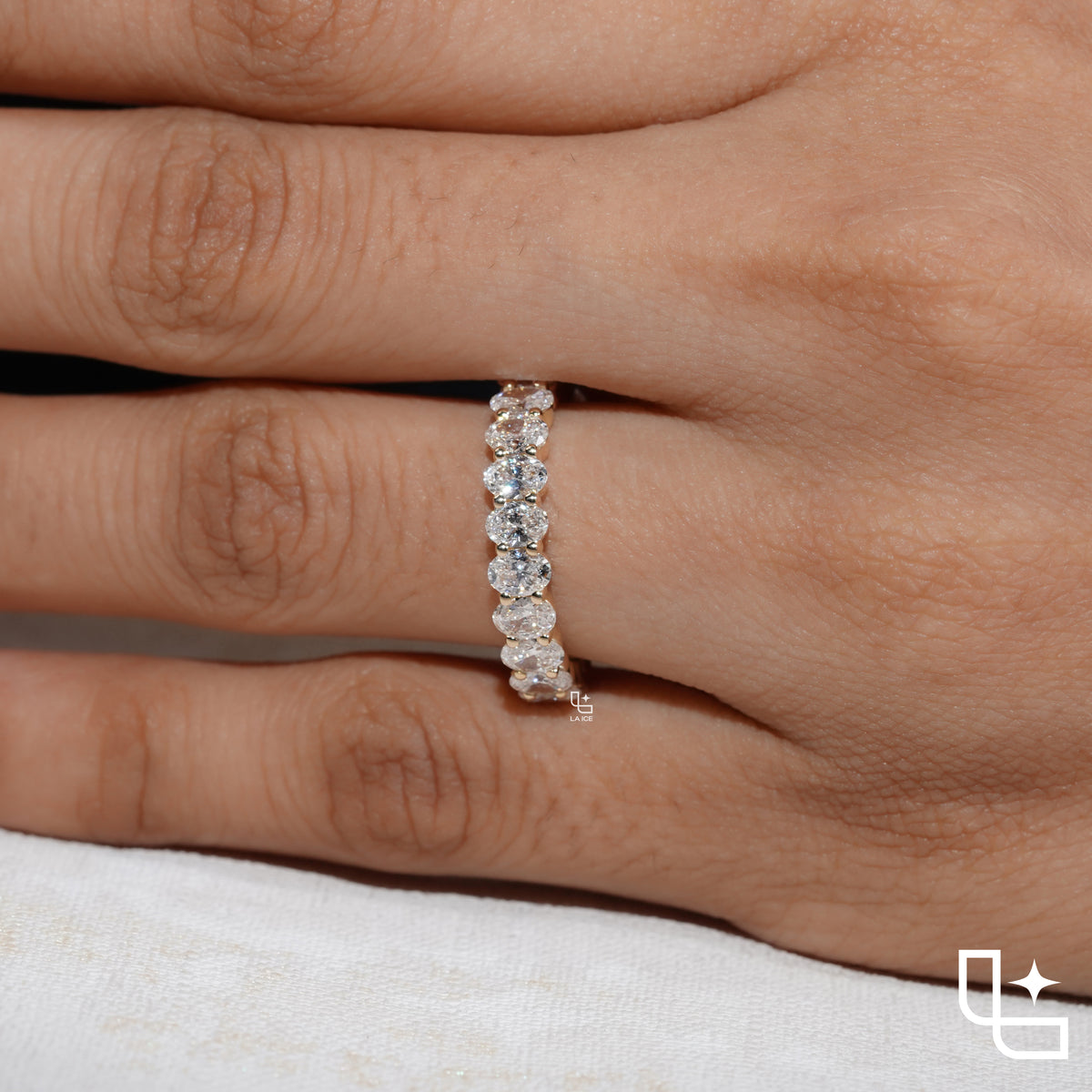 Oval Cut Eternity Band Ring with Continuous Stone Design