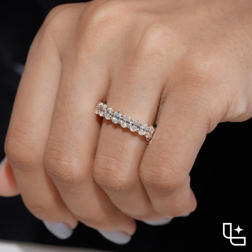 Oval Cut Eternity Band Ring with Continuous Stone Design
