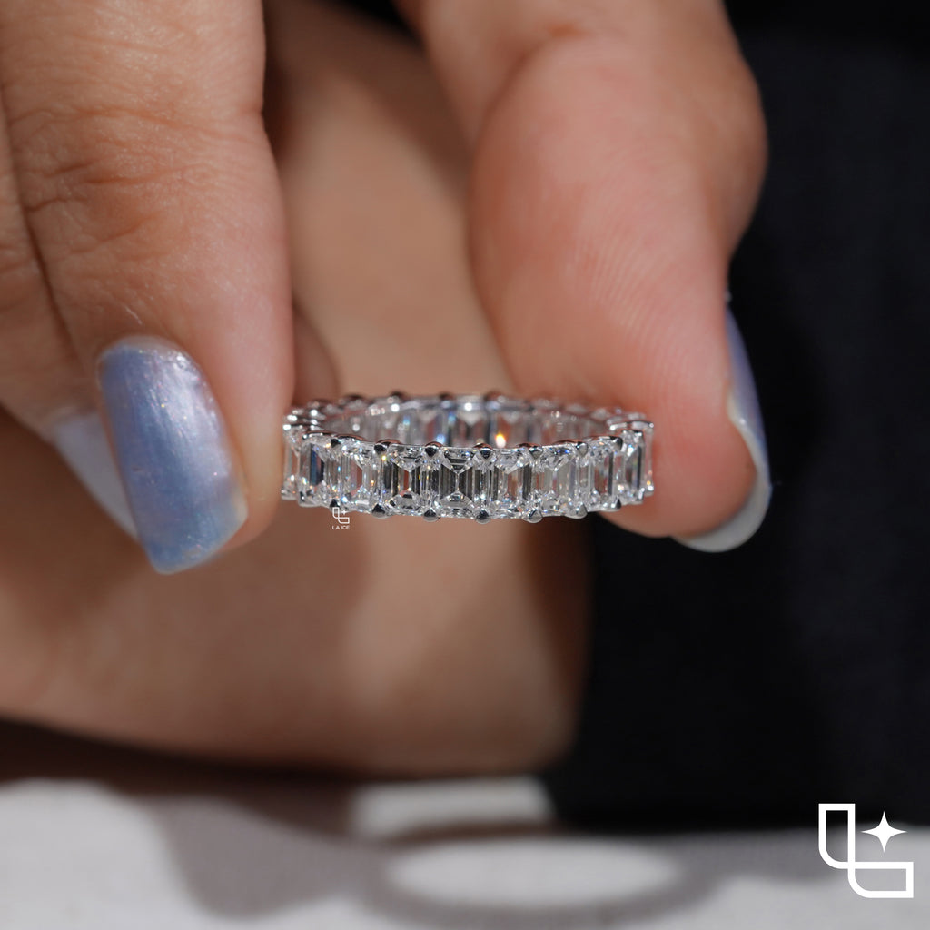 Baguette Cut Eternity Band Ring, Classic Full Circle Statement Ring