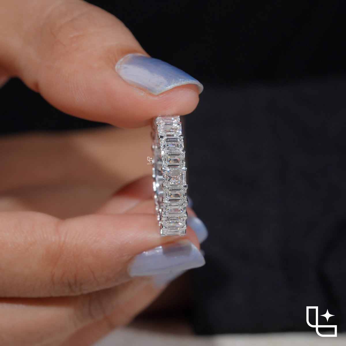 Baguette Cut Eternity Band Ring, Classic Full Circle Statement Ring