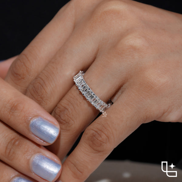 Baguette Cut Eternity Band Ring, Classic Full Circle Statement Ring