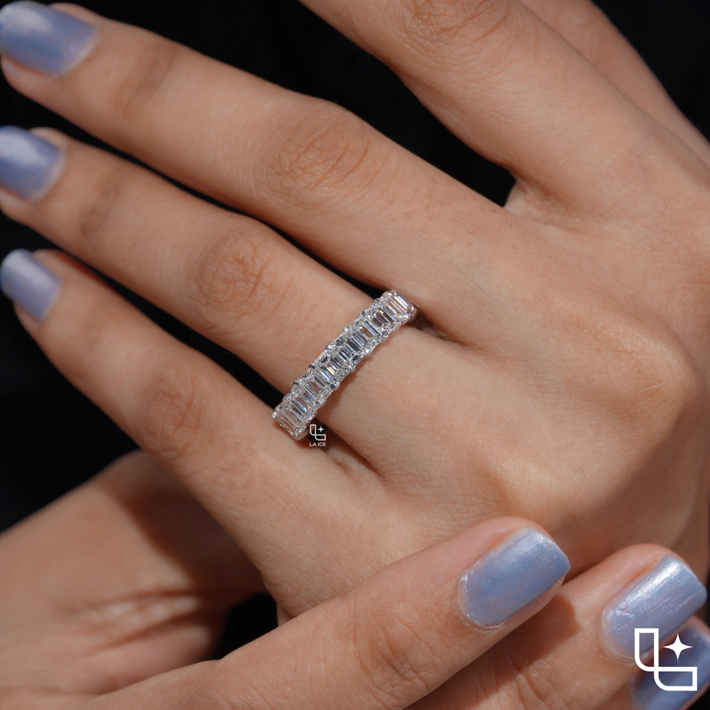 Baguette Cut Eternity Band Ring, Classic Full Circle Statement Ring