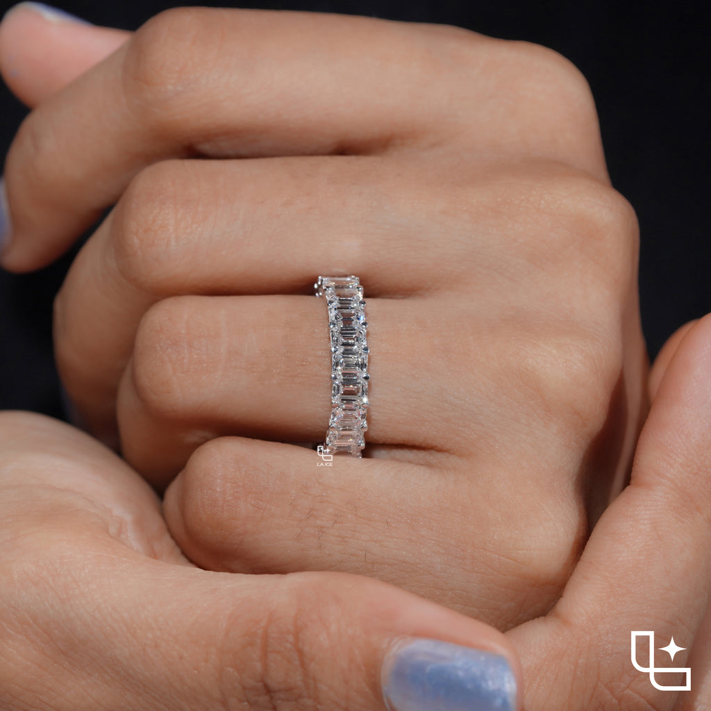 Baguette Cut Eternity Band Ring, Classic Full Circle Statement Ring