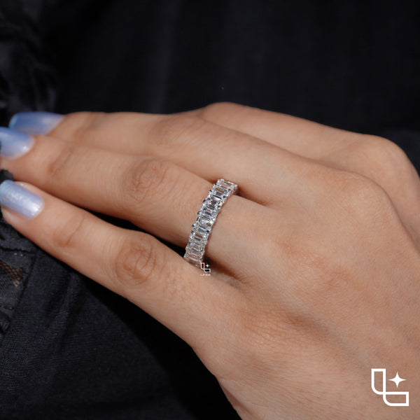 Baguette Cut Eternity Band Ring, Classic Full Circle Statement Ring