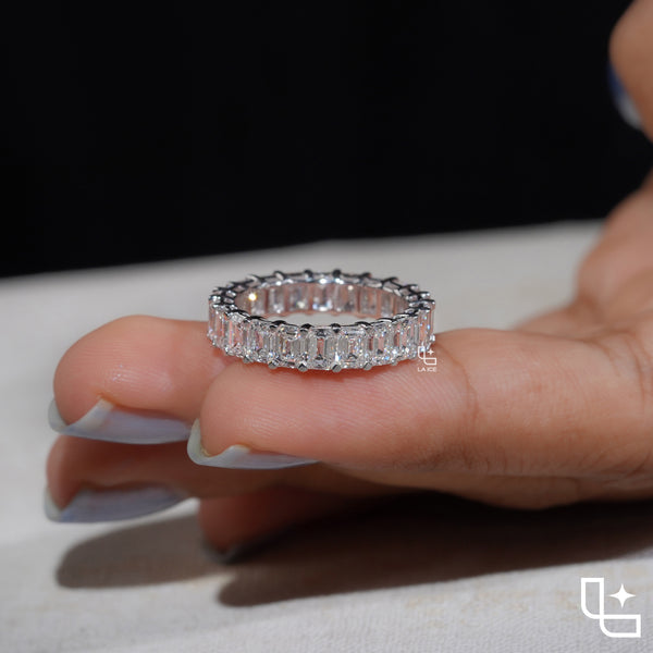 Baguette Cut Eternity Band Ring, Classic Full Circle Statement Ring