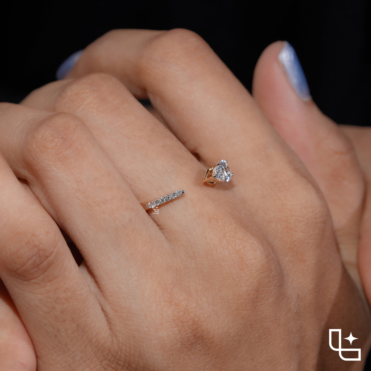 Pear Cut Bypass Engagement Ring with Sleek Polished Band – 0.75 CT Total Diamond Weight, 2.50 g Metal Weight