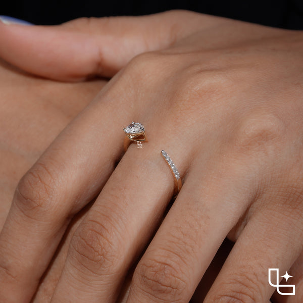 Pear Cut Bypass Engagement Ring with Sleek Polished Band – 0.75 CT Total Diamond Weight, 2.50 g Metal Weight