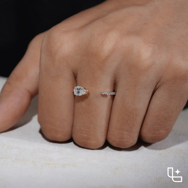Pear Cut Bypass Engagement Ring with Sleek Polished Band – 0.75 CT Total Diamond Weight, 2.50 g Metal Weight