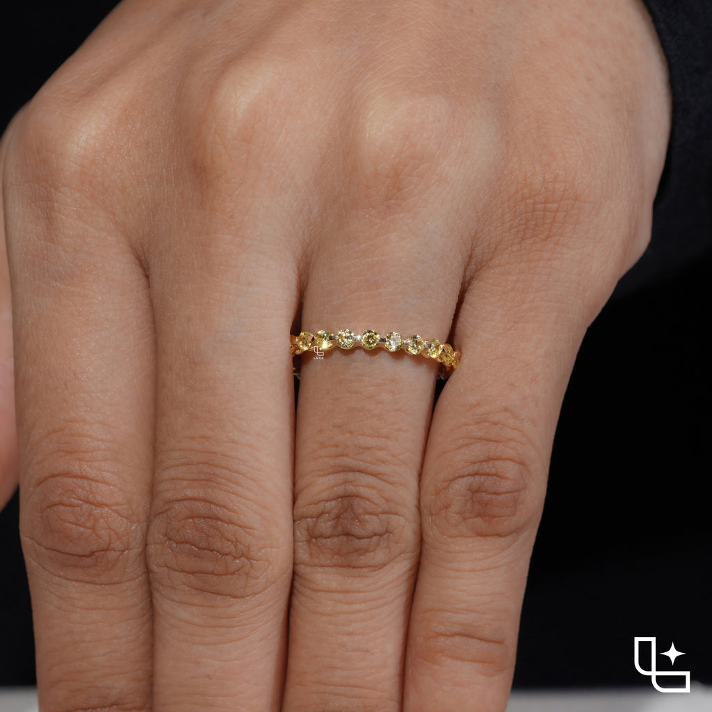 Round Cut Eternity Band Ring, Full Circle Sparkling Stone Wedding Band