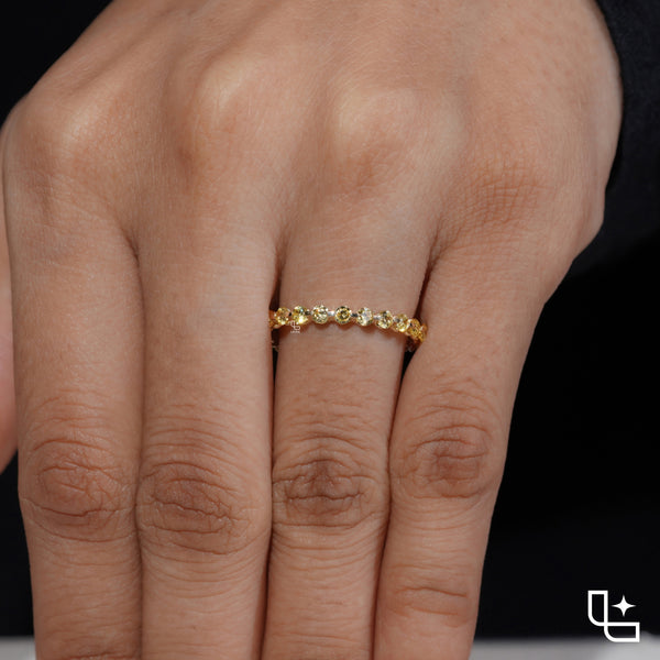 Round Cut Eternity Band Ring, Full Circle Sparkling Stone Wedding Band