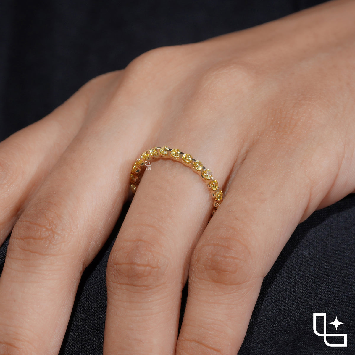 Round Cut Eternity Band Ring, Full Circle Sparkling Stone Wedding Band