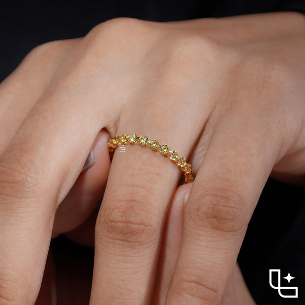Round Cut Eternity Band Ring, Full Circle Sparkling Stone Wedding Band