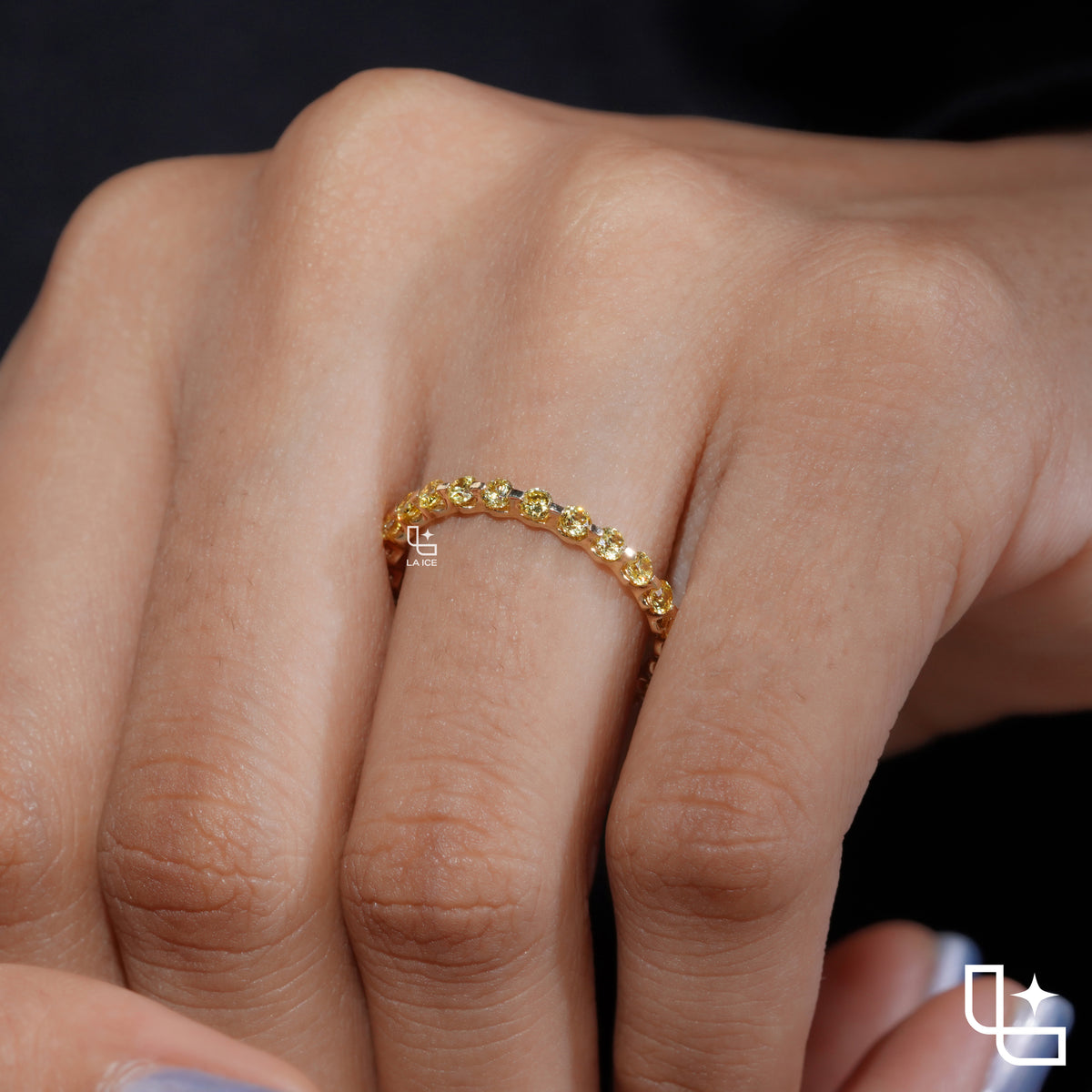 Round Cut Eternity Band Ring, Full Circle Sparkling Stone Wedding Band