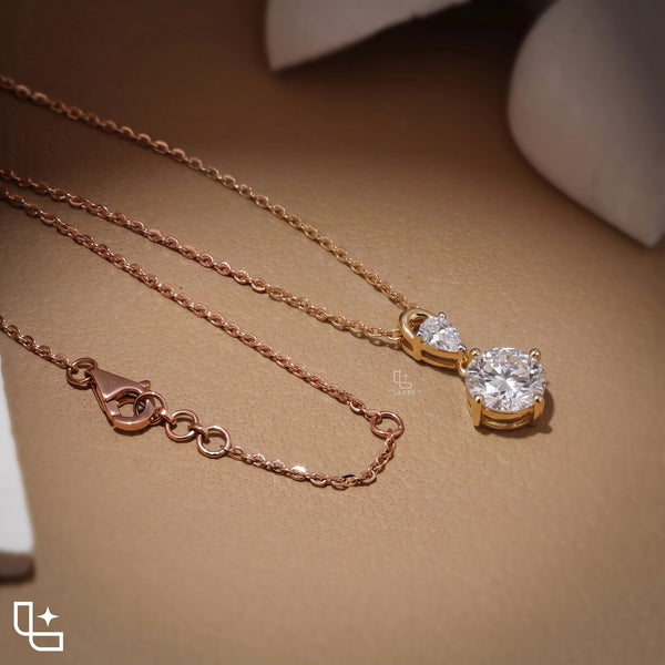 Round Diamond Drop Pendant Necklace with Pear Accent, 0.50 CT Total Diamond Weight