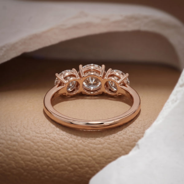 Three Stone Diamond Ring, Classic Round Cut Design, 1.00 CT Total Diamond Weight