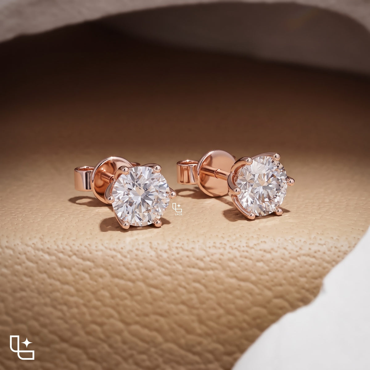 Classic Round Stud Earrings with Six-Prong Setting Main image
