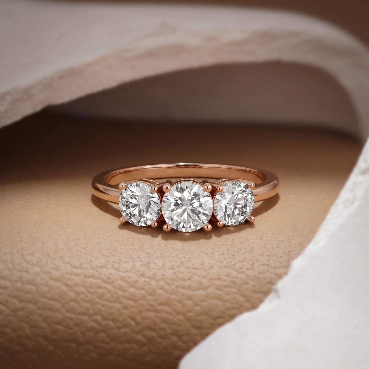 Three Stone Diamond Ring, Classic Round Cut Design, 1.00 CT Total Diamond Weight Main image
