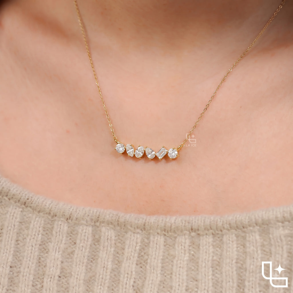 Multi-Shape Diamond Necklace with Mixed-Cut Stones, 1.50 CT Total Weight