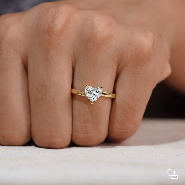 Heart Shaped Solitaire Engagement Ring with Polished Band