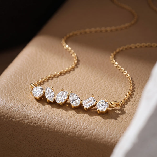 Multi-Shape Diamond Necklace with Mixed-Cut Stones, 1.50 CT Total Weight